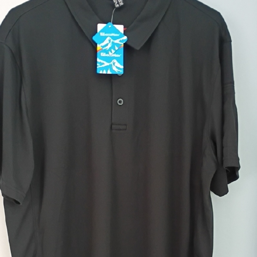 Men's Black Polo Shirt by - Short Sleeve Performance Polo